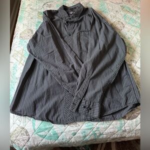 New Men’s Harley-Davidson Black and White Striped Button Down Shirt